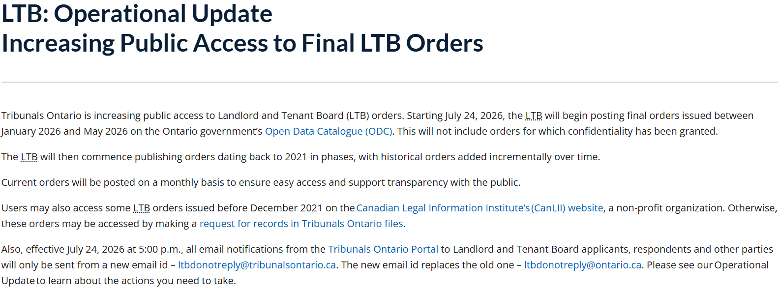 LTB Orders